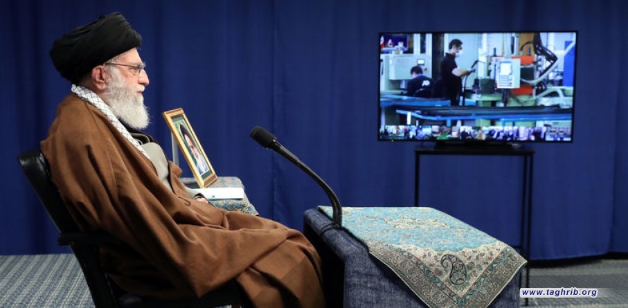 الإمام الخامنئي "دام ظله" يجري اتصال متلفز مع سبع مؤسسات إنتاجية في البلاد + (صور)