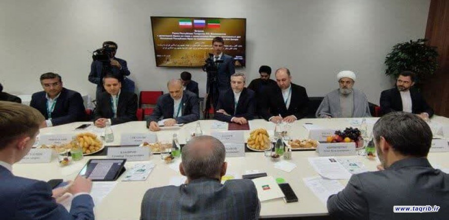 الوفد الايراني المشاركة في المؤتمر الدولي الـ 15 بعنوان "روسيا - العالم الاسلامي" مع رئيس جمهورية تتارستان